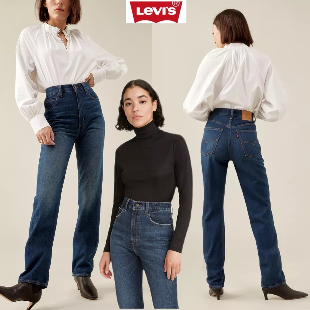 Levi's Premium 70'S High Rise Slim Straight Women’s Jeans Dark Wash Zip Fly 26